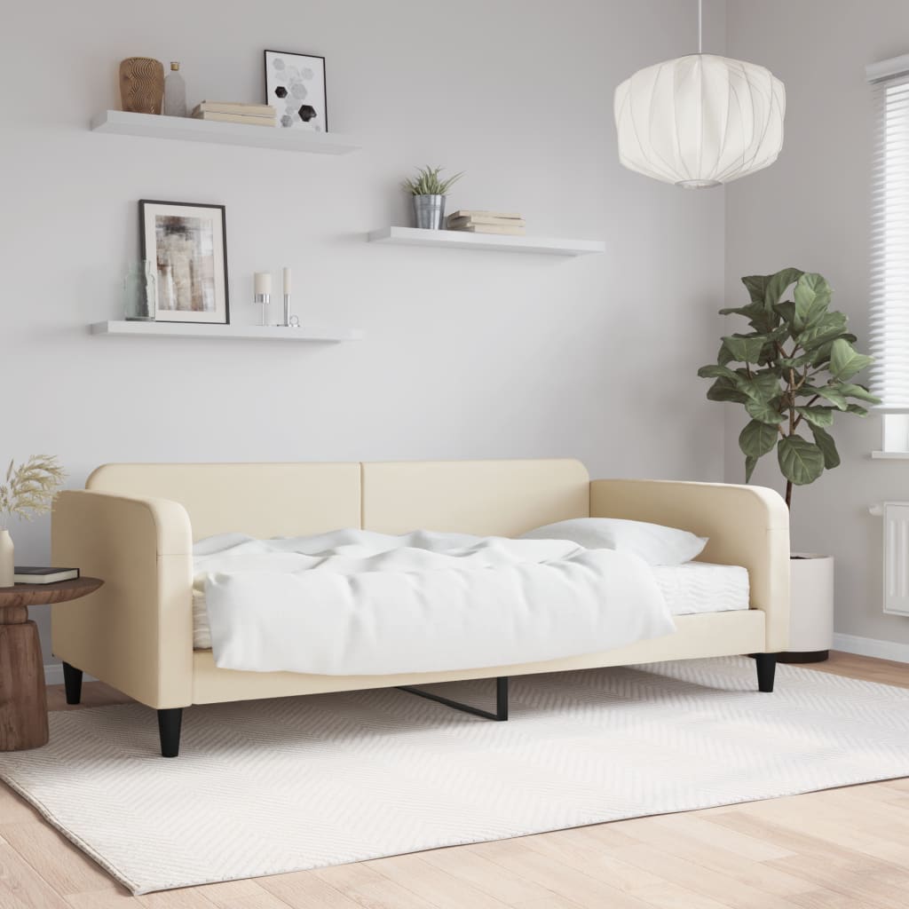 vidaXL Tagesbett mit Matratze Creme 80x200 cm Stoff