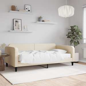 Válenda s matrací krémová 80 x 200 cm textil - obrázek 1