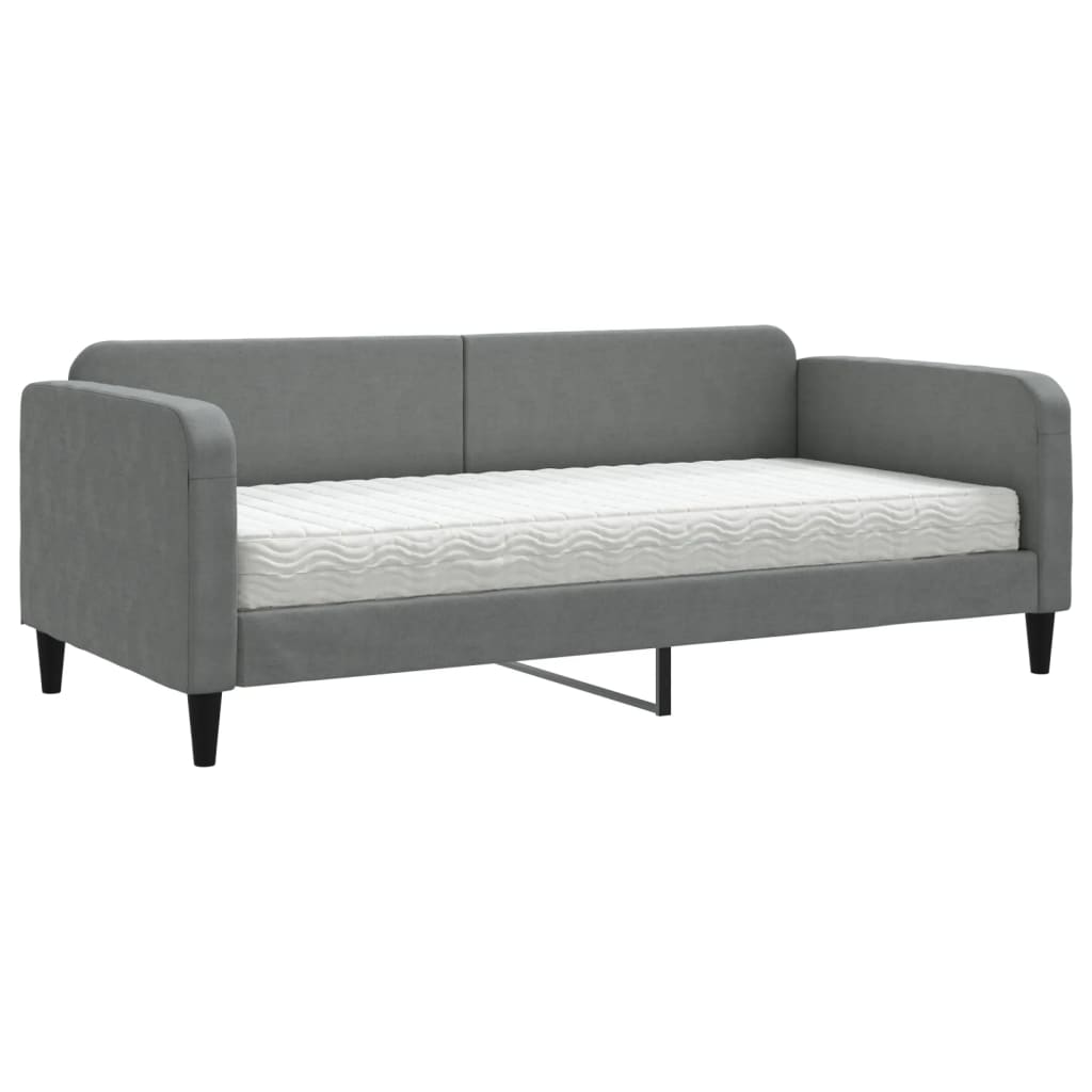 vidaXL Slaapbank met matras 90x200 cm stof donkergrijs grijs, foto 3
