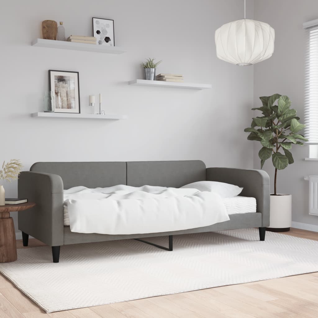 vidaXL daybed med madras 90x200 cm stof mørkegrå