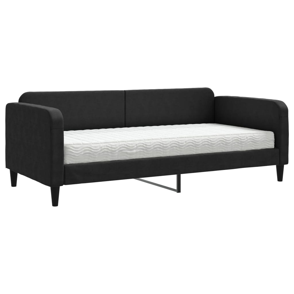 vidaXL Slaapbank met matras 90x200 cm stof zwart, foto 3