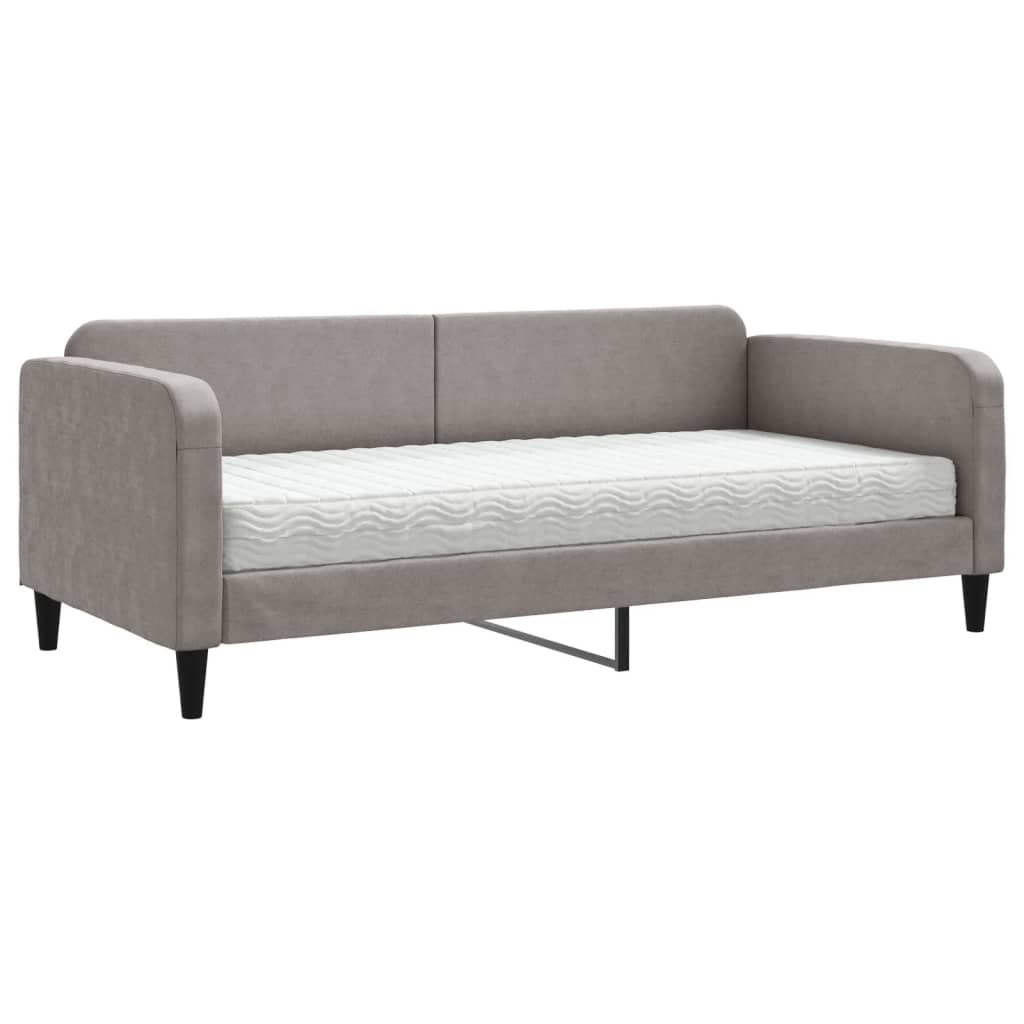 vidaXL Slaapbank met matras 90x200 cm stof taupe, foto 3