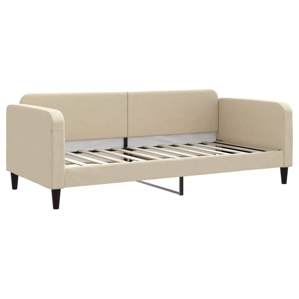 vidaXL Slaapbank met matras 90x200 cm stof crèmekleurig, foto 2