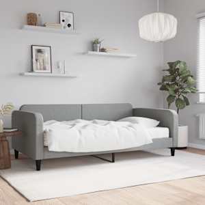 Válenda s matrací světle šedá 100 x 200 cm textil - obrázek 1