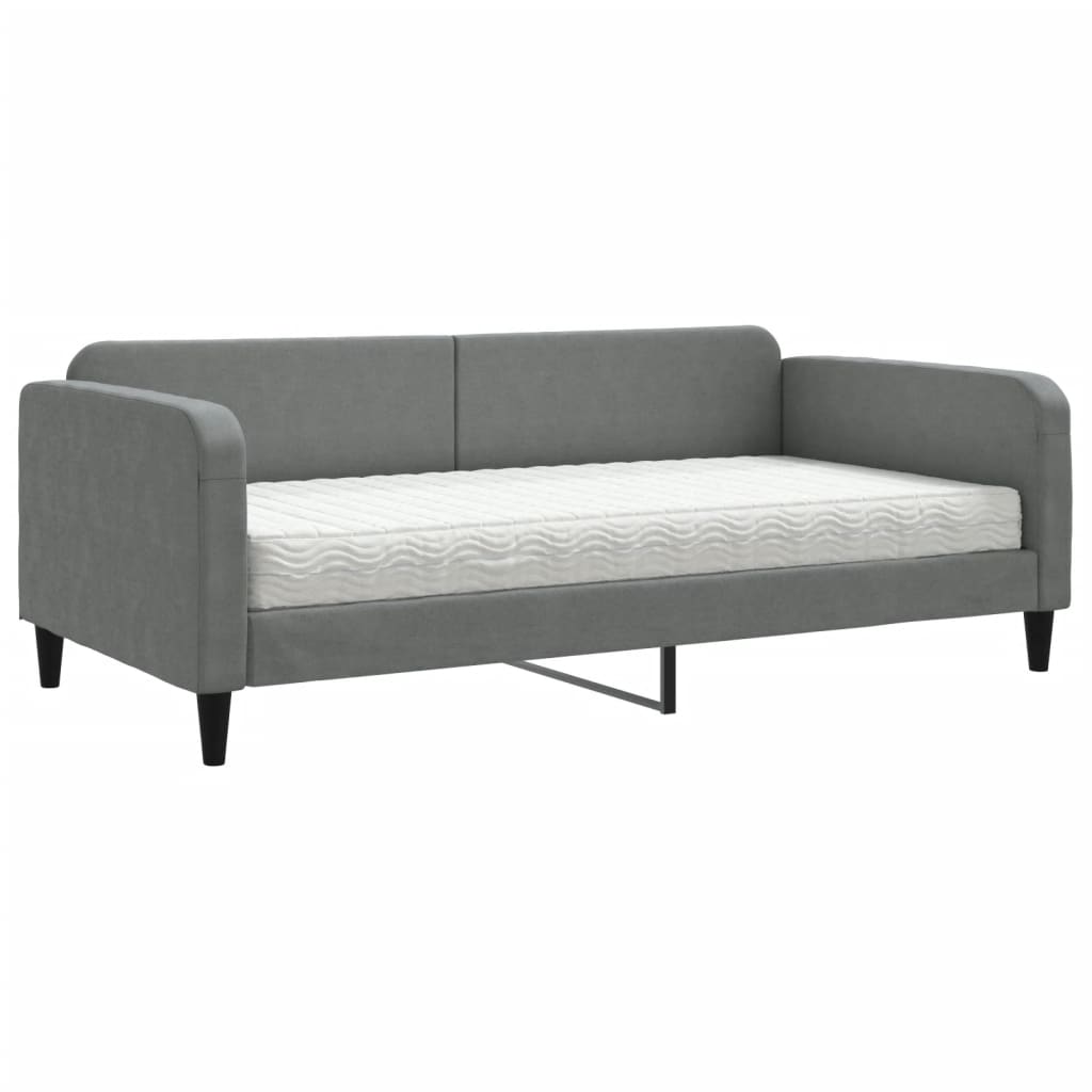 vidaXL Slaapbank met matras 100x200 cm stof donkergrijs grijs, foto 3