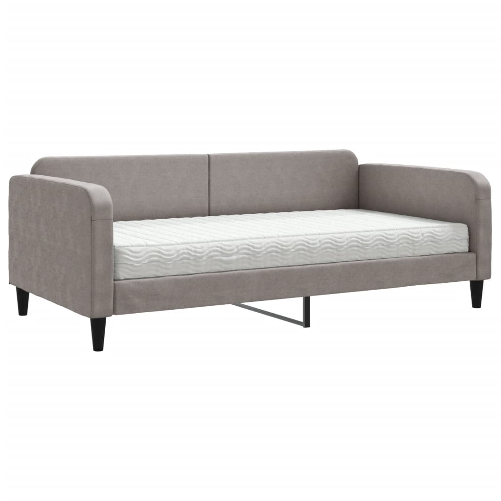 vidaXL Slaapbank met matras 100x200 cm stof taupe, foto 3