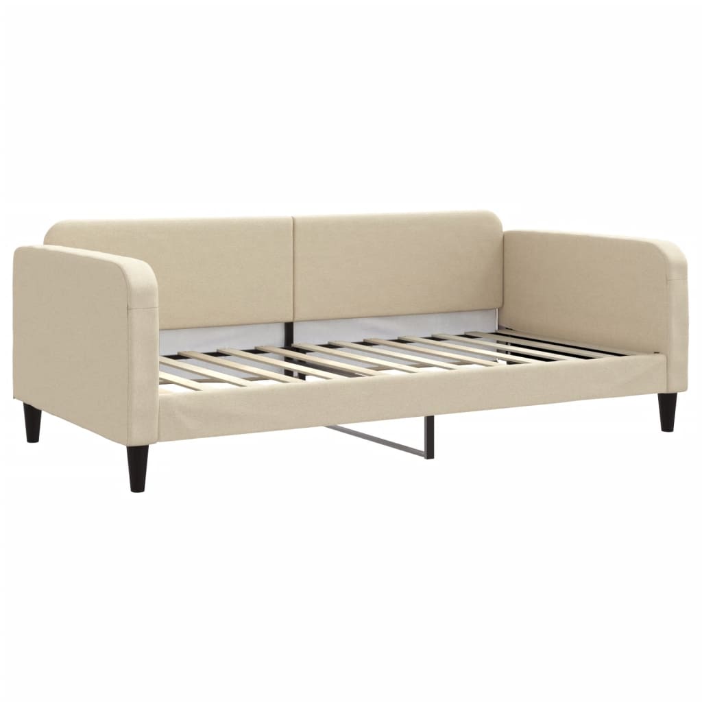 vidaXL Slaapbank met matras 100x200 cm stof crèmekleurig, foto 2