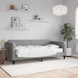 Válenda s matrací světle šedá 90 x 190 cm textil - obrázek 1