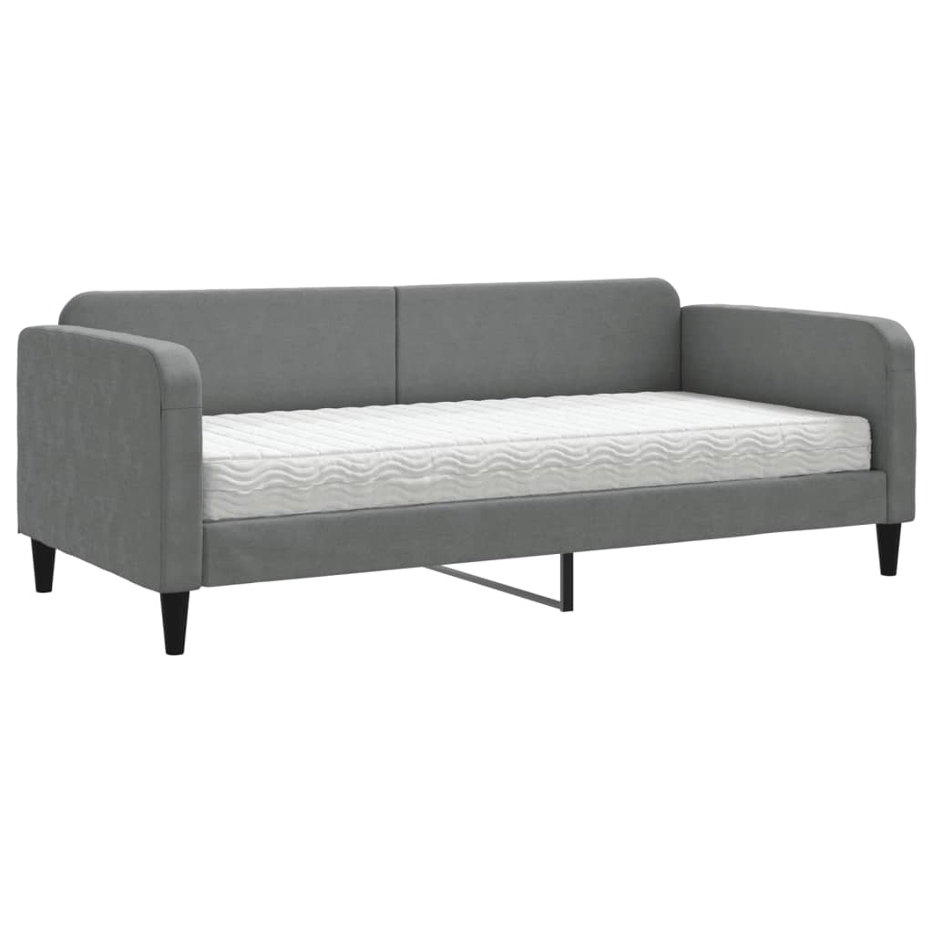 vidaXL Slaapbank met matras 90x190 cm stof donkergrijs grijs, foto 3