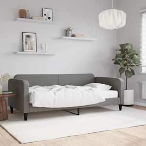 Válenda s matrací tmavě šedá 90 x 190 cm textil - obrázek 1