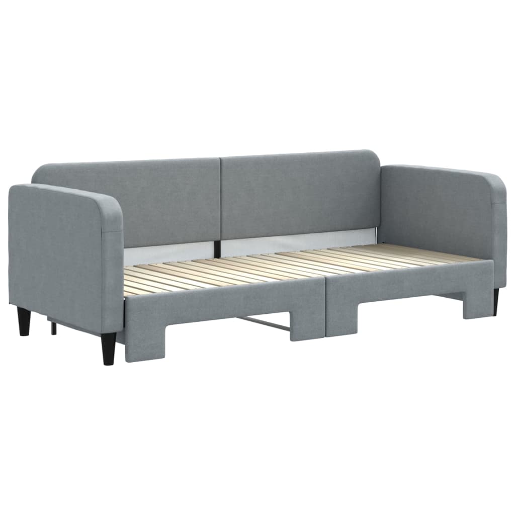 vidaXL Slaapbank met onderschuifbed 80x200 cm stof lichtgrijs grijs, foto 2