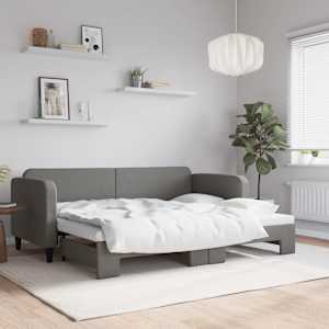 Válenda s přistýlkou tmavě šedá 80 x 200 cm textil - obrázek 1