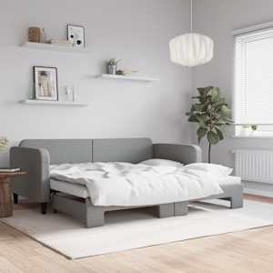 Válenda s přistýlkou světle šedá 90 x 200 cm textil - obrázek 1