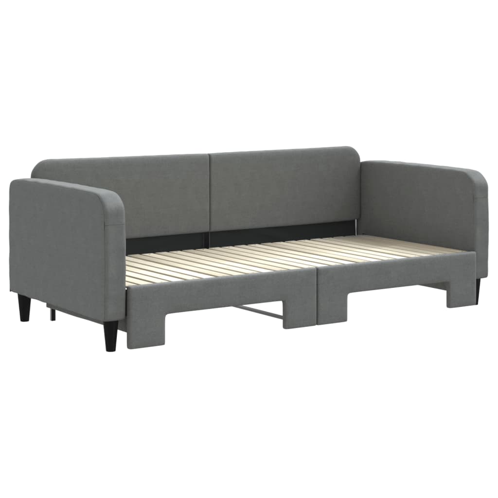 vidaXL Slaapbank met onderschuifbed 90x200 cm stof donkergrijs grijs, foto 2