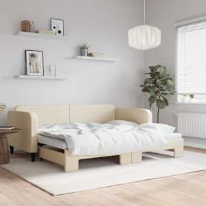 Válenda s přistýlkou krémová 90 x 200 cm textil - obrázek 1