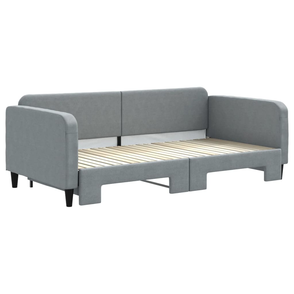 vidaXL Slaapbank met onderschuifbed 100x200 cm stof lichtgrijs afbeelding
