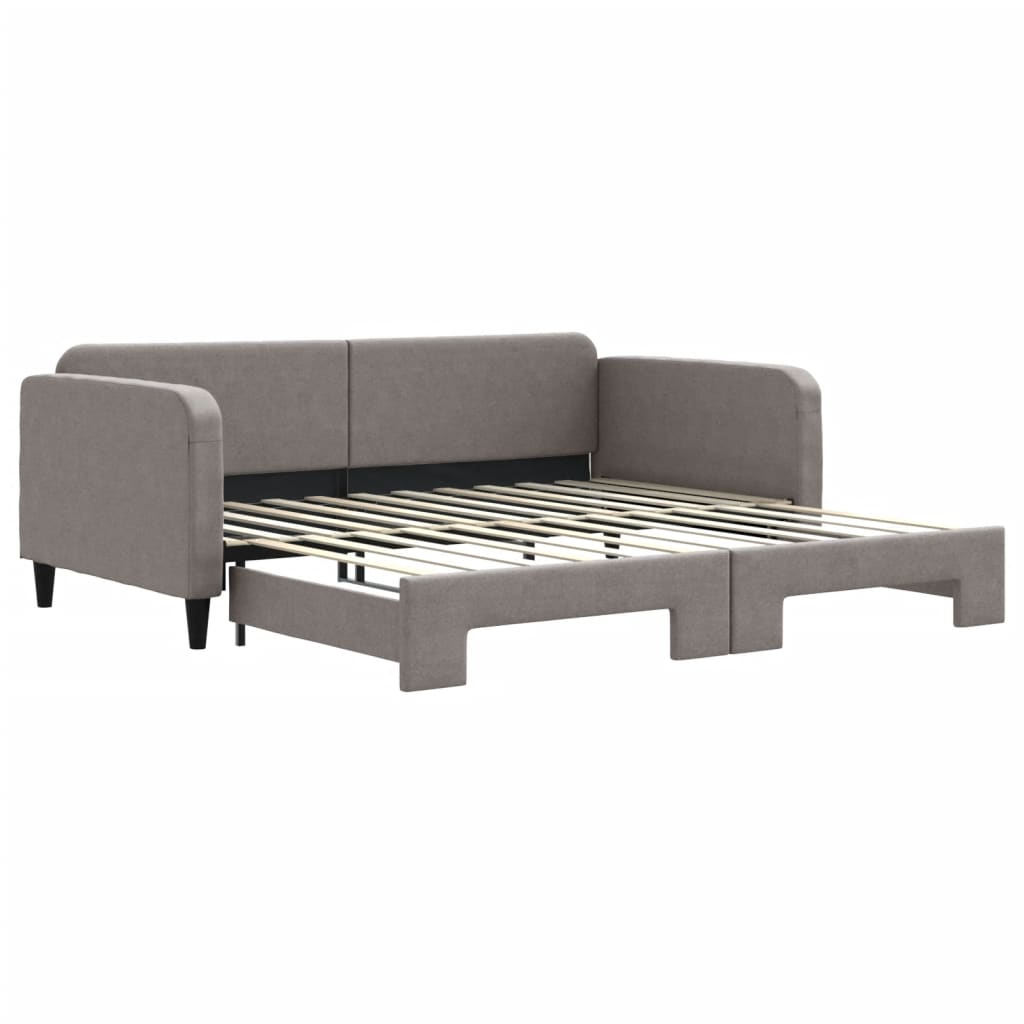vidaXL Slaapbank met onderschuifbed 100x200 cm stof taupe, foto 3