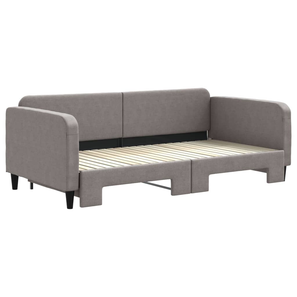 vidaXL Slaapbank met onderschuifbed 100x200 cm stof taupe, foto 2