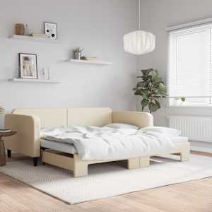 Válenda s přistýlkou krémová 100 x 200 cm textil - obrázek 1