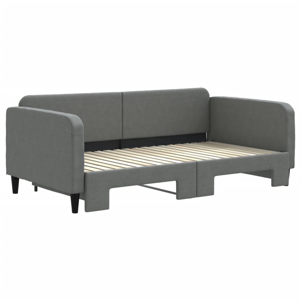 vidaXL Slaapbank met onderschuifbed 90x190 cm stof donkergrijs grijs, foto 2