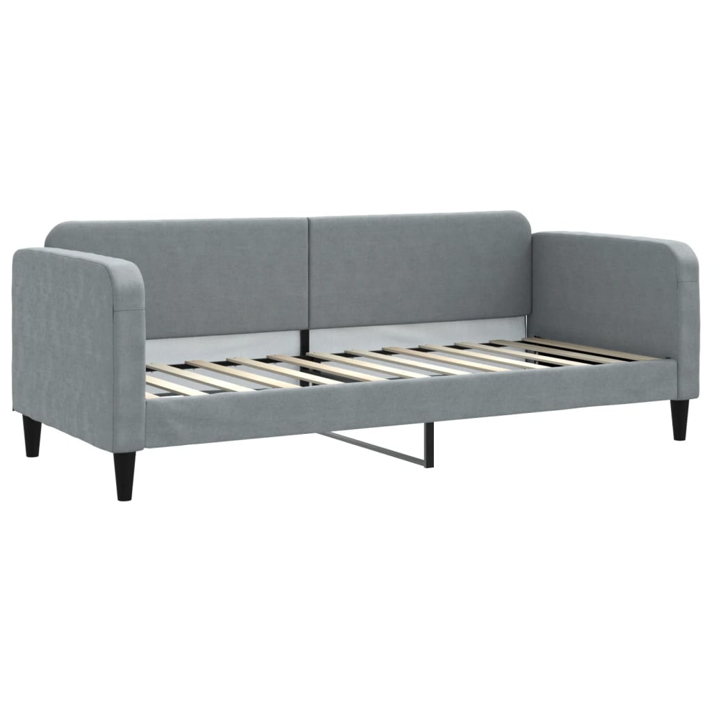 vidaXL Slaapbank onderschuifbed en matrassen 80x200 cm stof lichtgrijs grijs, foto 4