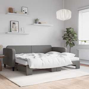 Válenda s přistýlkou a matracemi tmavě šedá 80 x 200 cm textil - obrázek 1