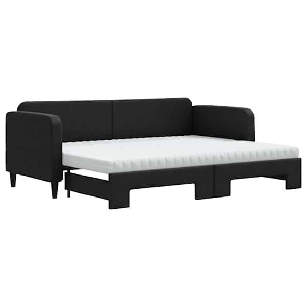 vidaXL diivanvoodi v&auml;ljat&otilde;mmatava osaga, must, 80x200 cm, kangas