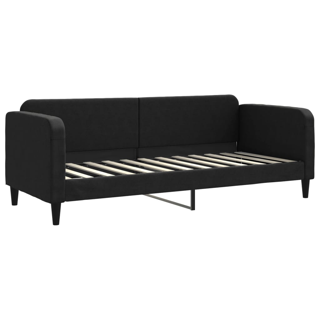 vidaXL Slaapbank met onderschuifbed en matrassen 80x200 cm stof zwart, foto 4