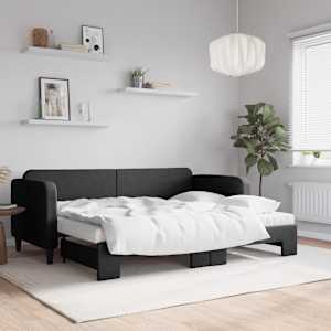 Válenda s přistýlkou a matracemi černá 80 x 200 cm textil - obrázek 1