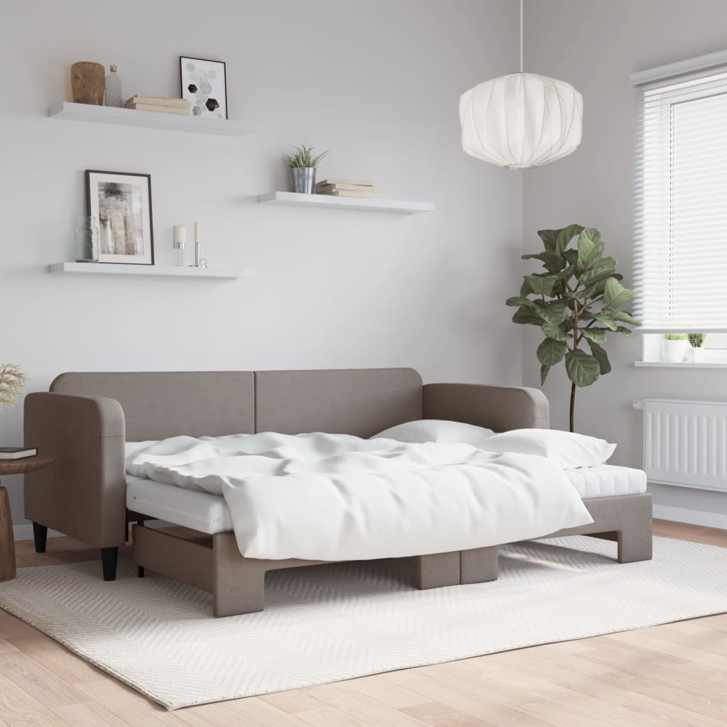 vidaXL daybed med udtræk og madras 80x200 cm stof gråbrun