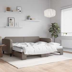 Válenda s přistýlkou a matracemi taupe 90 x 200 cm textil - obrázek 1