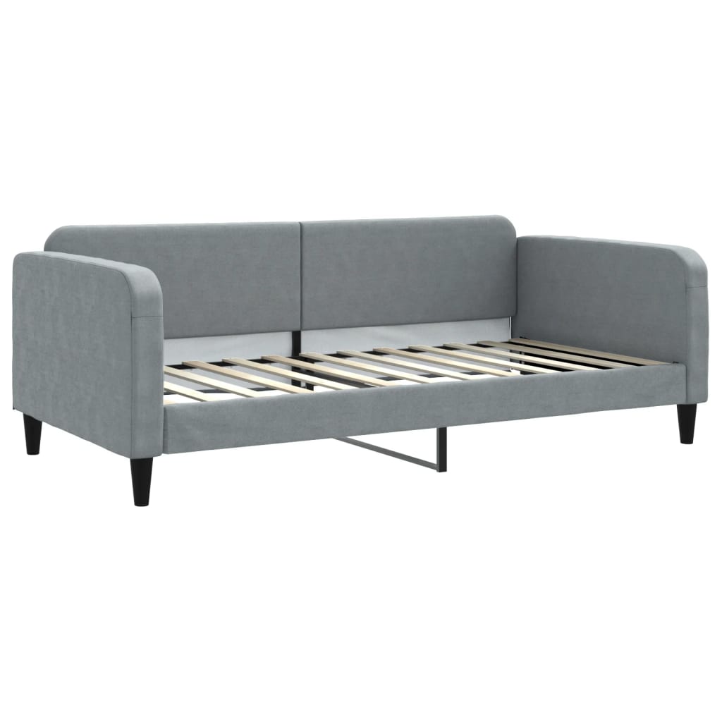 vidaXL Slaapbank onderschuifbed matrassen 100x200 cm stof lichtgrijs grijs, foto 4