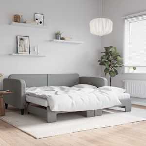 Válenda s přistýlkou a matracemi světle šedá 100x200 cm textil - obrázek 1