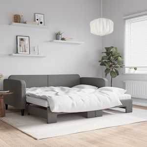 Válenda s přistýlkou a matracemi tmavě šedá 100 x 200 cm textil - obrázek 1