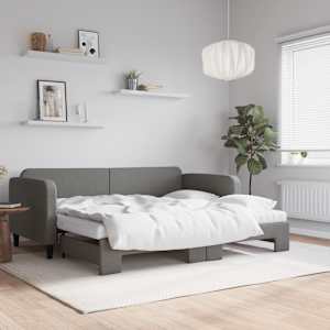Válenda s přistýlkou a matracemi tmavě šedá 90 x 190 cm textil - obrázek 1