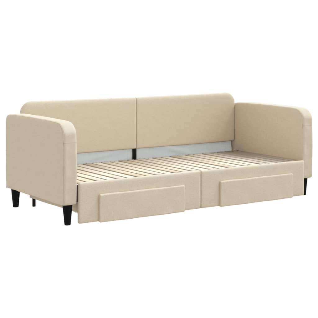 Thumbnail - vidaXL Tagesbett Ausziehbar mit Schubladen Creme 80x200 cm Stoff