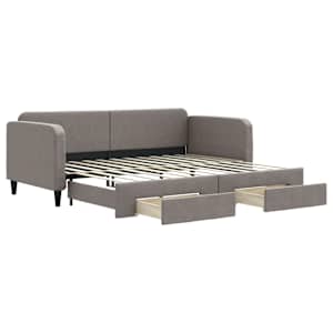 Válenda s přistýlkou a zásuvkami taupe 90 x 200 cm textil - obrázek 2