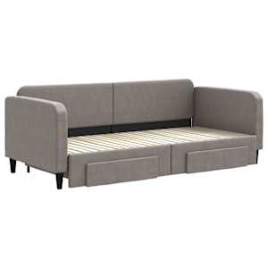 Válenda s přistýlkou a zásuvkami taupe 90 x 200 cm textil - obrázek 3
