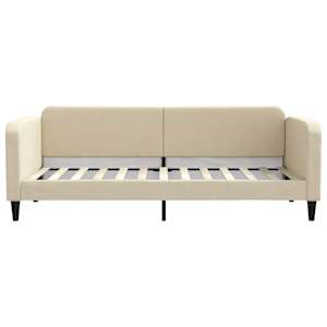 Válenda s přistýlkou a zásuvkami krémová 90 x 200 cm textil - obrázek 7