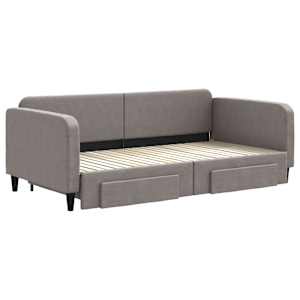 Válenda s přistýlkou a zásuvkami taupe 100 x 200 cm textil - obrázek 3
