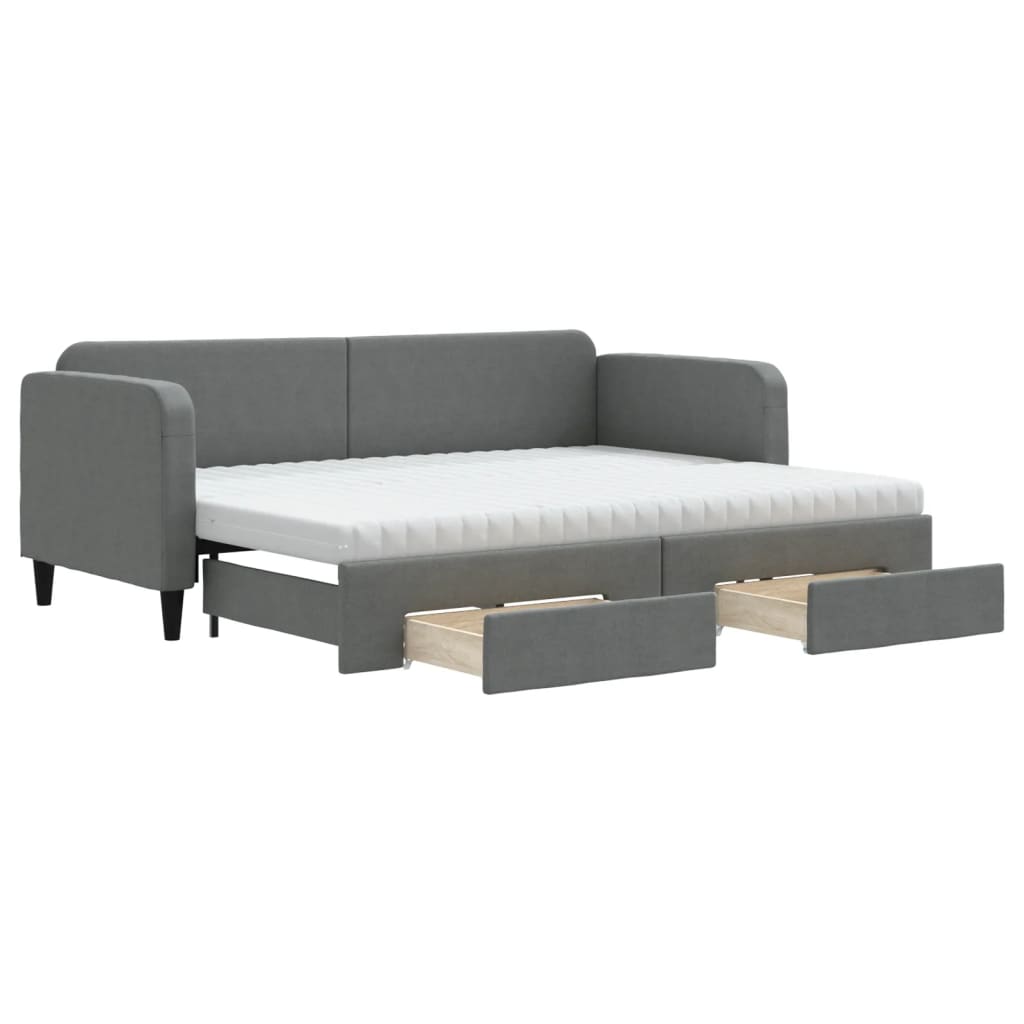 vidaXL Slaapbank onderschuifbed en lades 80x200 cm stof donkergrijs grijs, foto 3