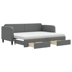 Válenda s přistýlkou a zásuvkami tmavě šedá 80 x 200 cm textil - obrázek 2