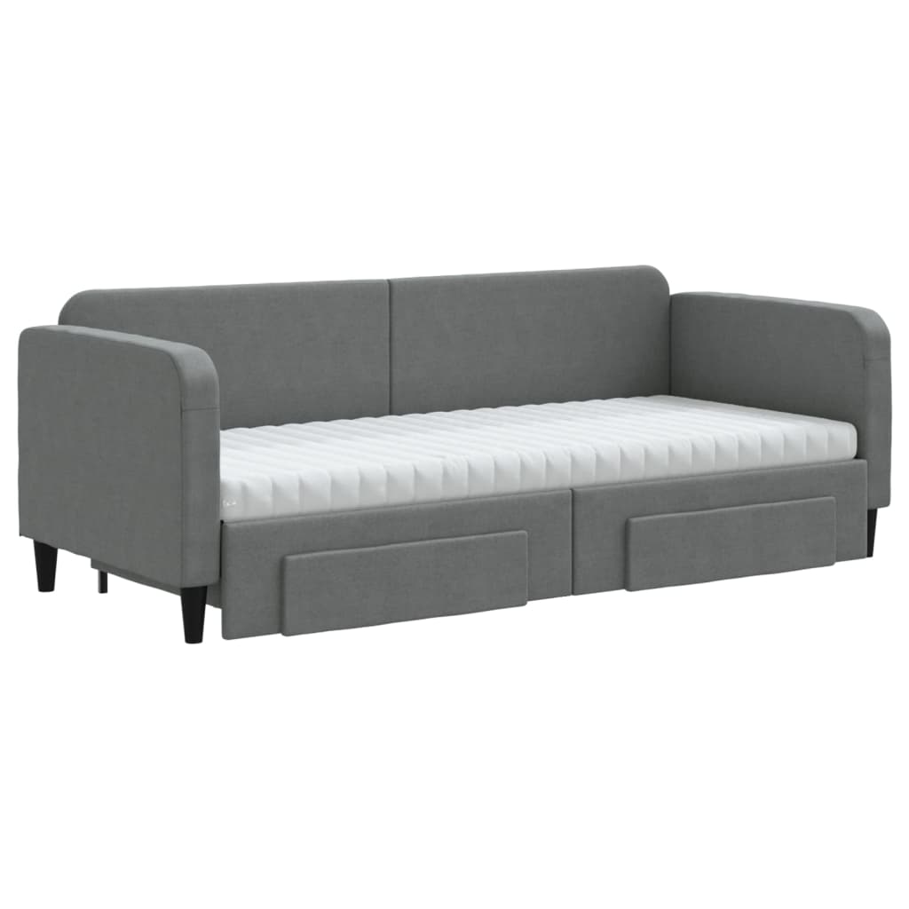vidaXL Slaapbank onderschuifbed en lades 80x200 cm stof donkergrijs grijs, foto 2