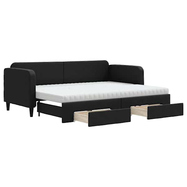 vidaXL diivanvoodi v&auml;ljat&otilde;mmatava osaga, must, 80x200 cm, kangas