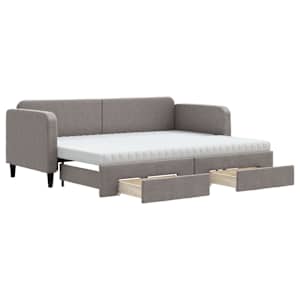 Válenda s přistýlkou a zásuvkami taupe 80 x 200 cm textil - obrázek 2