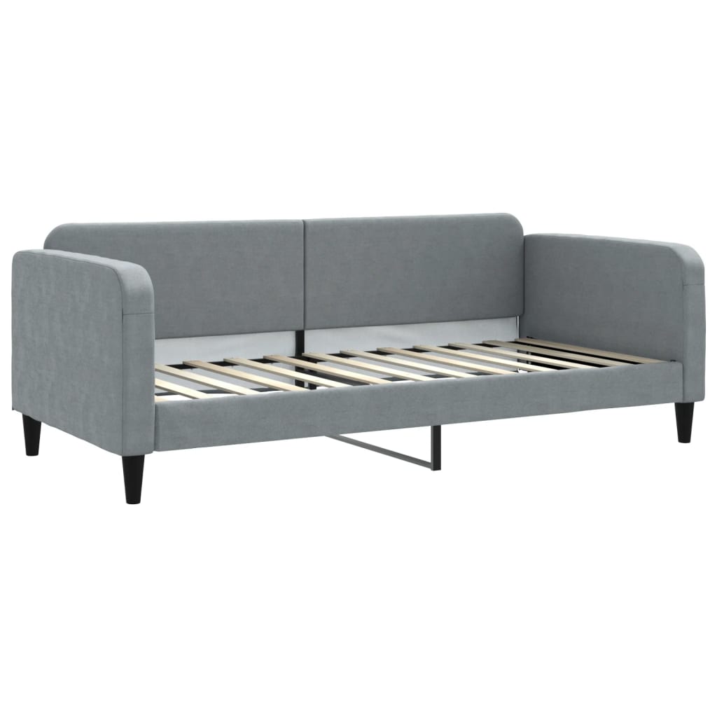 vidaXL Slaapbank met onderschuifbed en lades 90x200 cm stof lichtgrijs grijs, foto 4