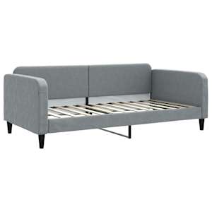 Válenda s přistýlkou a zásuvkami světle šedá 100x200 cm textil - obrázek 4