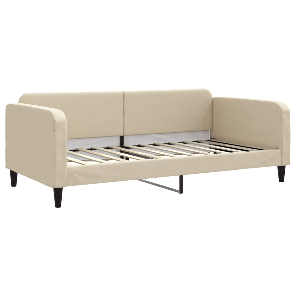 vidaXL Slaapbank met onderschuifbed en lades 100x200 cm stof crème, foto 4