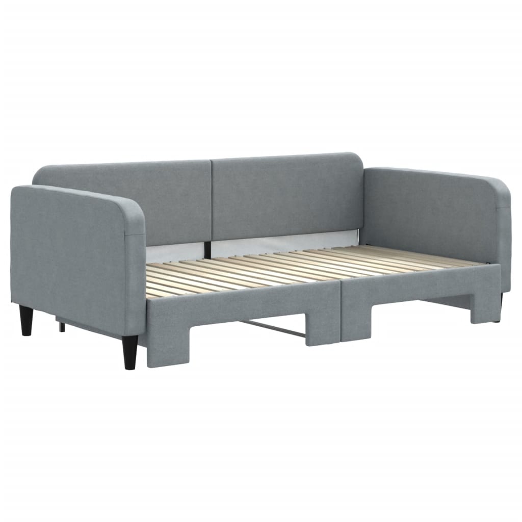 Izvlečna dnevna postelja svetlo siva 100x190 cm blago - slika 3