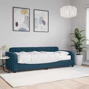 Válenda s matrací modrá 80 x 200 cm samet - obrázek 1